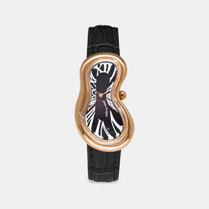 Classic Unisex Quartz Black Dial Analog Leather Watch EX0003.0001