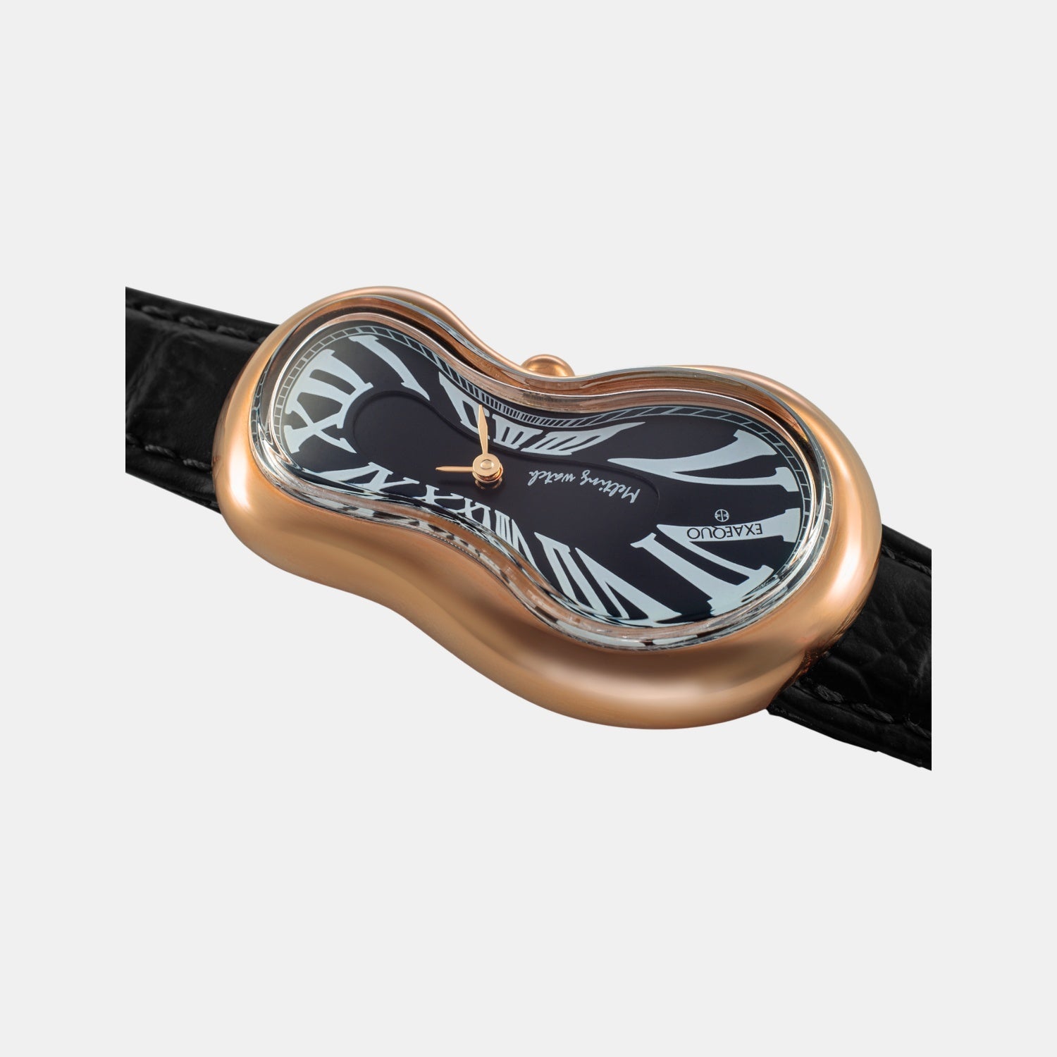 Classic Unisex Quartz Black Dial Analog Leather Watch EX0003.0001