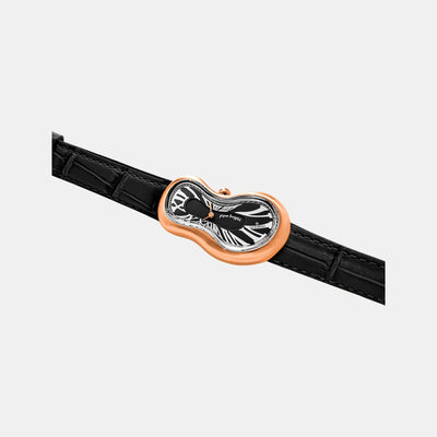 Classic Unisex Quartz Black Dial Analog Leather Watch EX0003.0001
