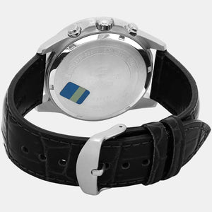 Edifice Men Quartz Black Dial Chronograph Leather Watch EX096