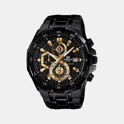 Edifice Men Quartz Black Dial Chronograph Stainless Steel Watch EX187
