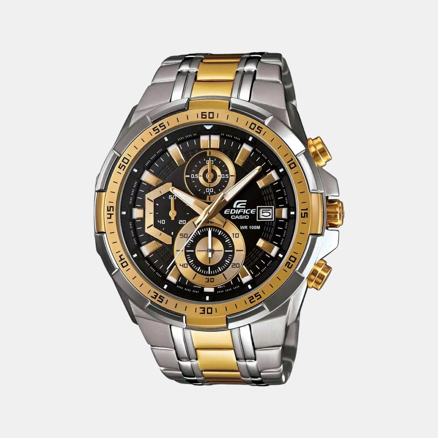 Edifice Men Quartz Black Dial Chronograph Stainless Steel Watch EX188