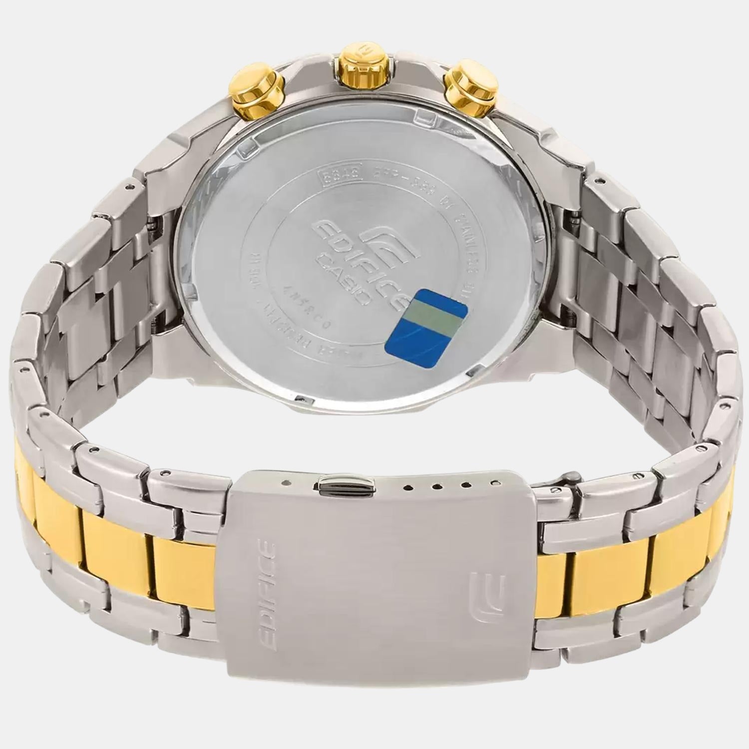 Edifice Men Quartz Gold Dial Chronograph Stainless Steel Watch EX189