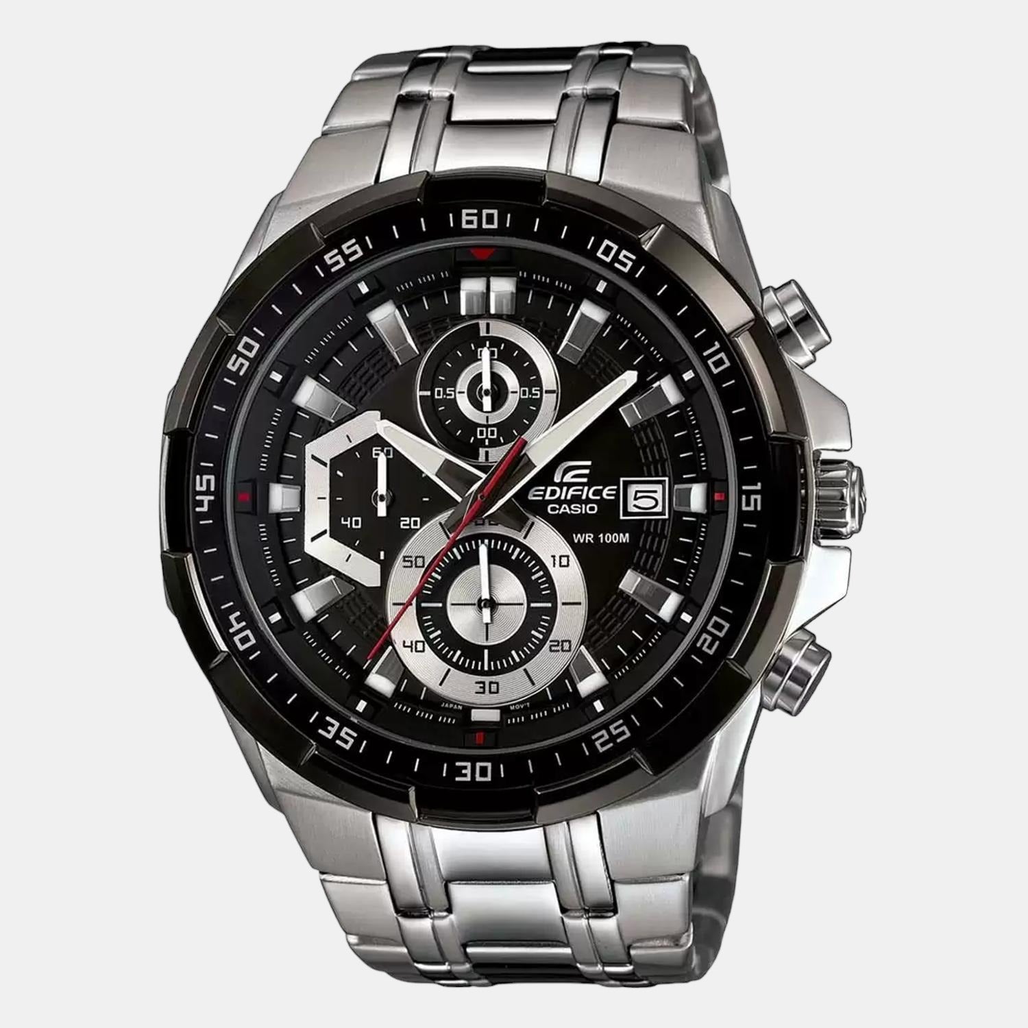 Edifice Men Quartz Black Dial Chronograph Stainless Steel Watch EX191