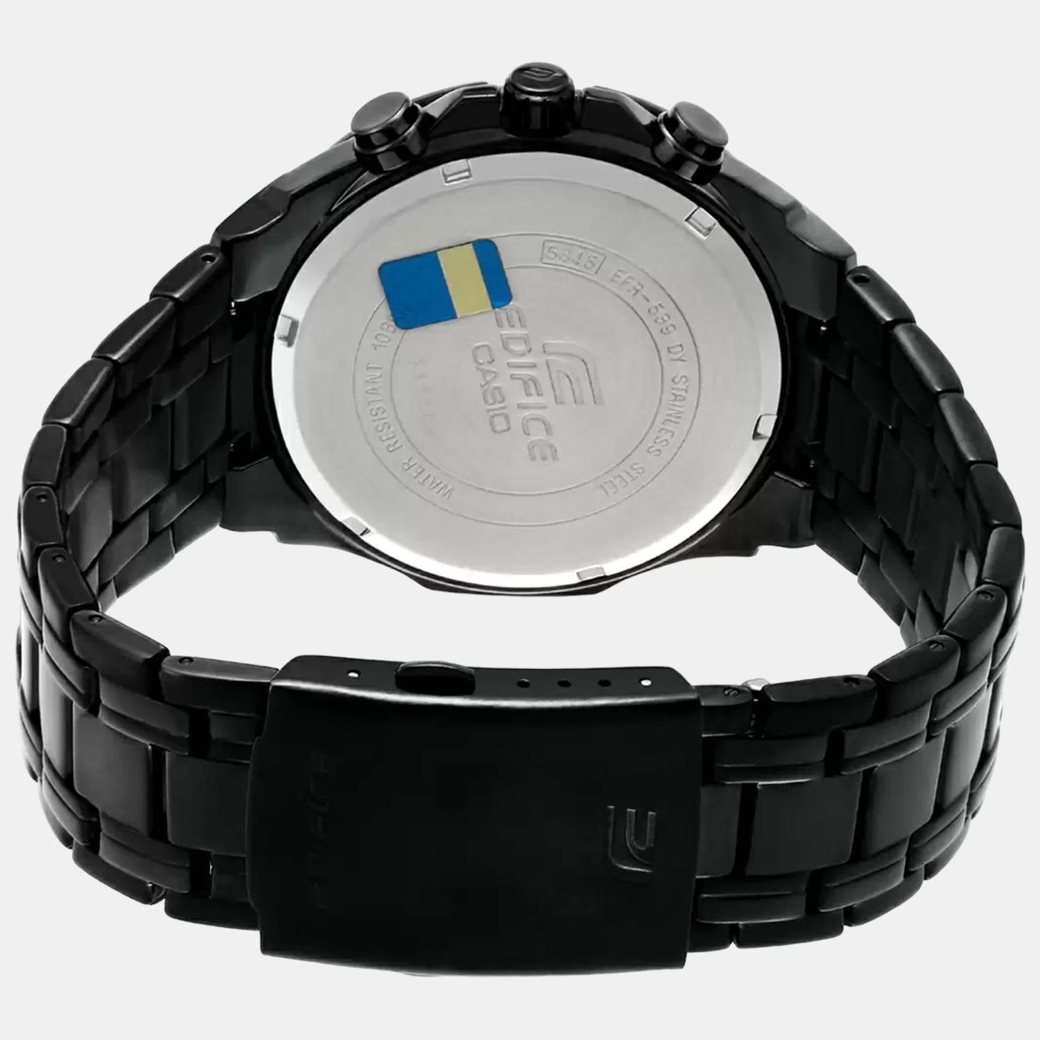 Edifice Men Quartz Black Dial Chronograph Stainless Steel Watch EX204