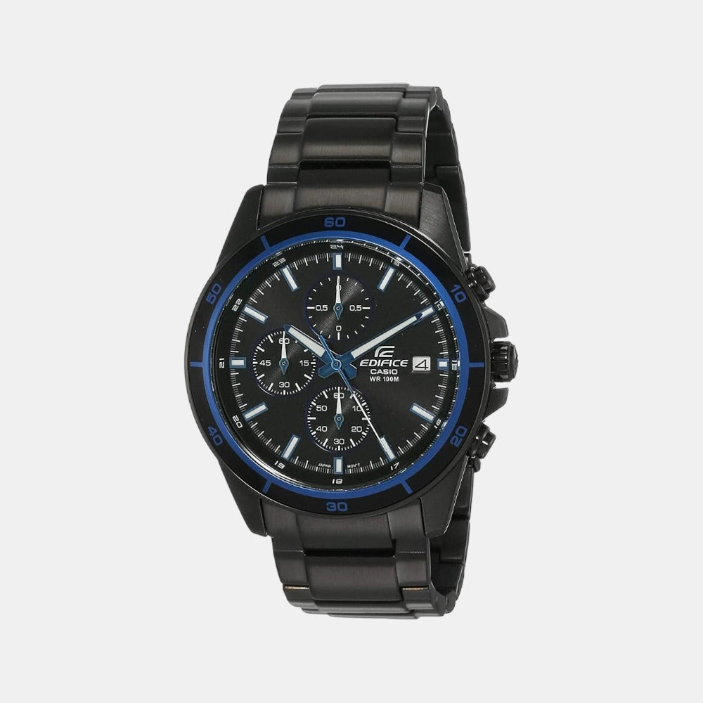 Edifice Men Quartz Black Dial Analog Stainless Steel Watch EX205