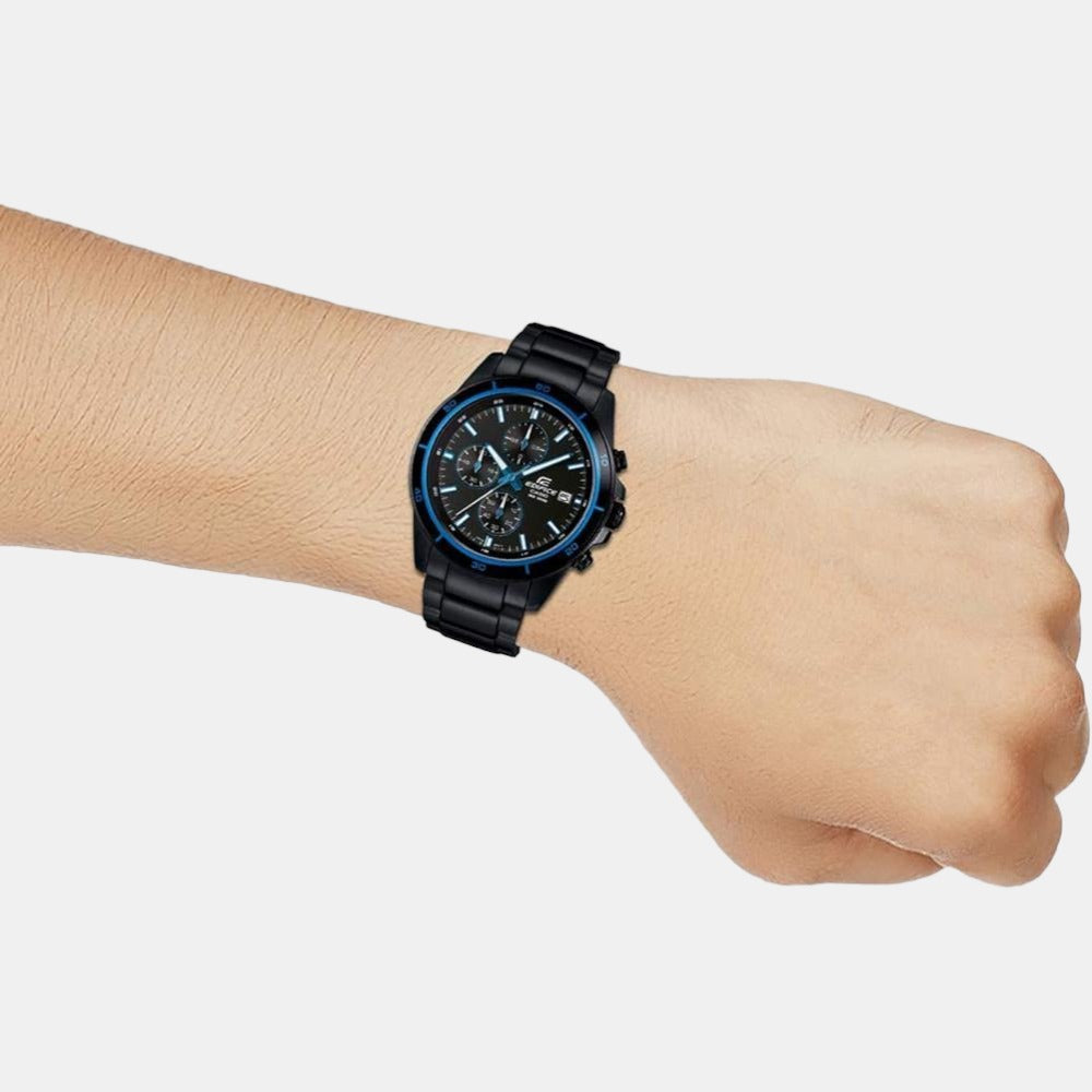 Edifice Men Quartz Black Dial Analog Stainless Steel Watch EX205