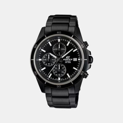 Edifice Men Quartz Black Dial Chronograph Stainless Steel Watch EX206