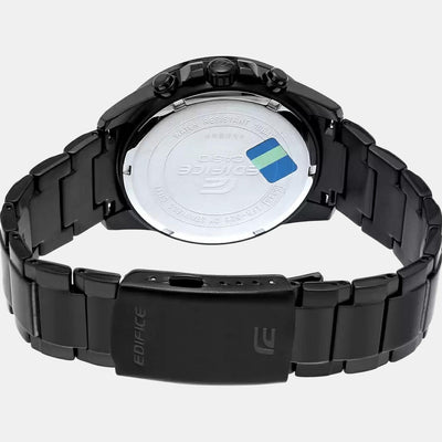 Edifice Men Quartz Black Dial Chronograph Stainless Steel Watch EX206