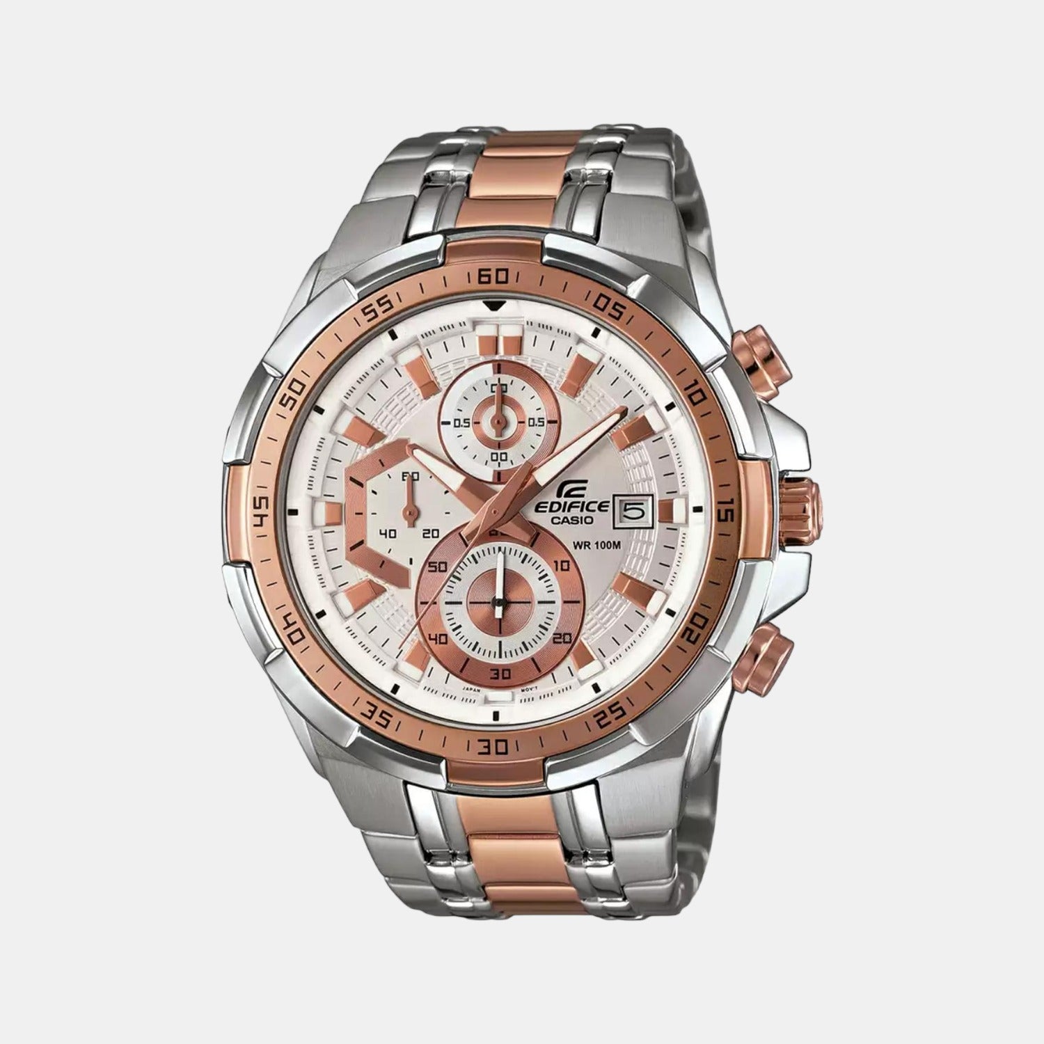 Edifice Men Quartz Two Tone Dial Chronograph Stainless Steel Watch EX222