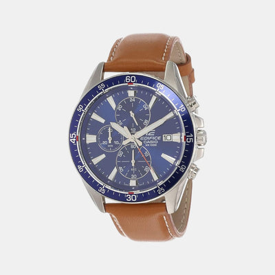 Edifice Men Quartz Two Tone Dial Chronograph Leather Watch EX250