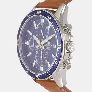 Edifice Men Quartz Two Tone Dial Chronograph Leather Watch EX250