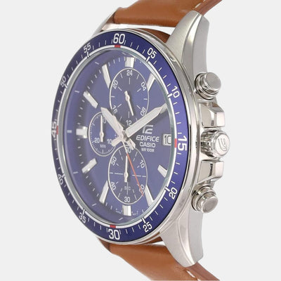 Edifice Men Quartz Two Tone Dial Chronograph Leather Watch EX250