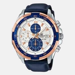 Edifice Men Quartz Blue Dial Chronograph Leather Watch EX306