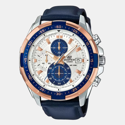 Edifice Men Quartz Blue Dial Chronograph Leather Watch EX306