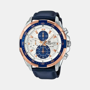 Edifice Men Quartz Blue Dial Chronograph Leather Watch EX306