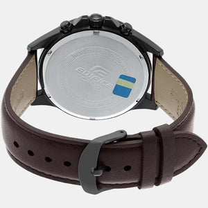 Edifice Men Quartz Brown Dial Chronograph Leather Watch EX316