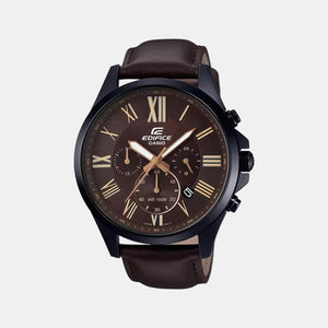 Edifice Men Quartz Brown Dial Chronograph Leather Watch EX316