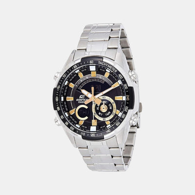 Edifice Men Quartz Black Dial Chronograph Stainless Steel Watch EX353