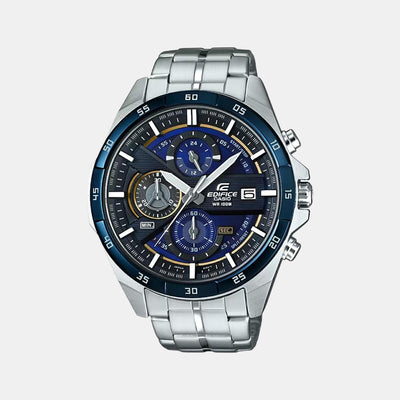 Edifice Men Quartz Black Dial Chronograph Stainless Steel Watch EX362