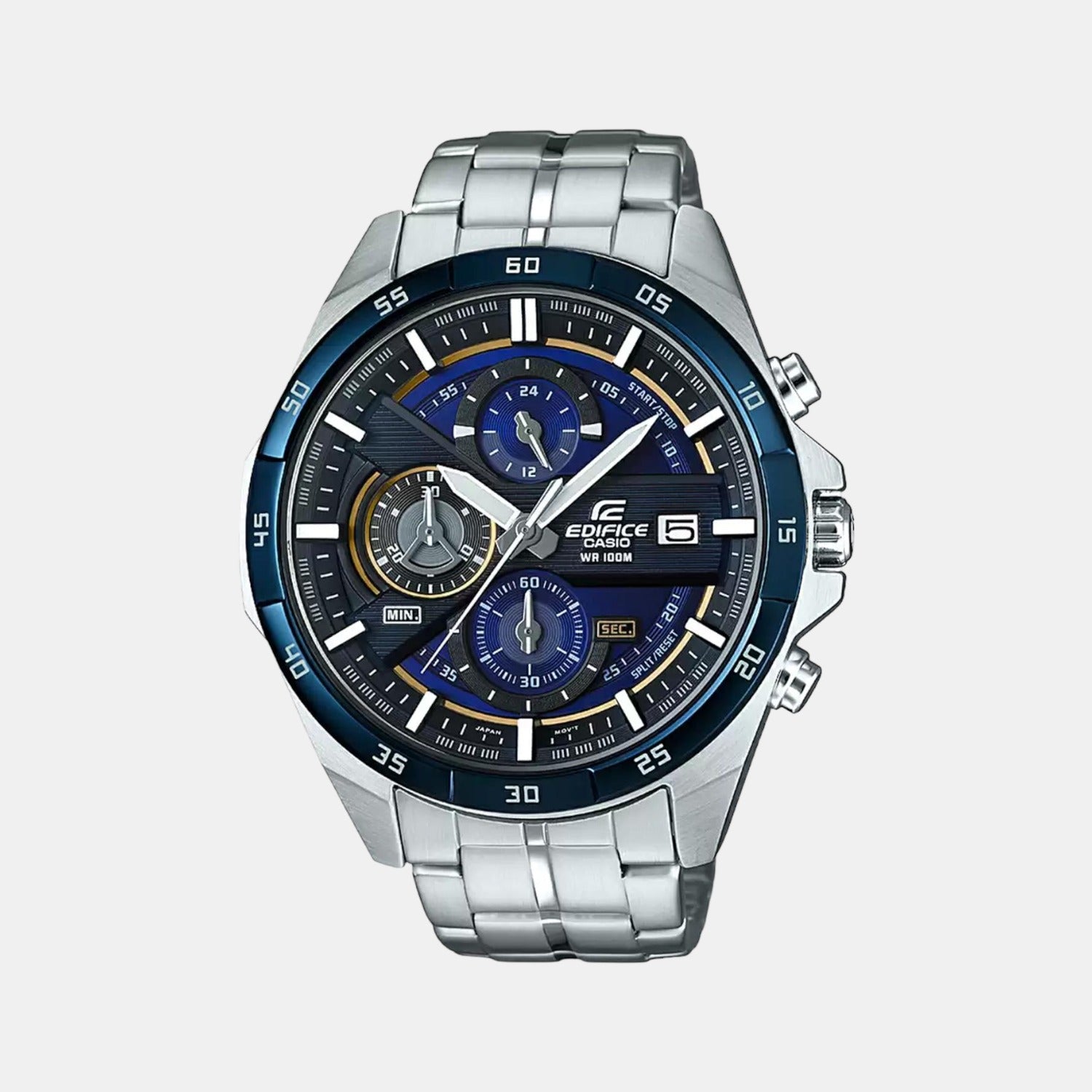 Edifice Men Quartz Black Dial Chronograph Stainless Steel Watch EX362