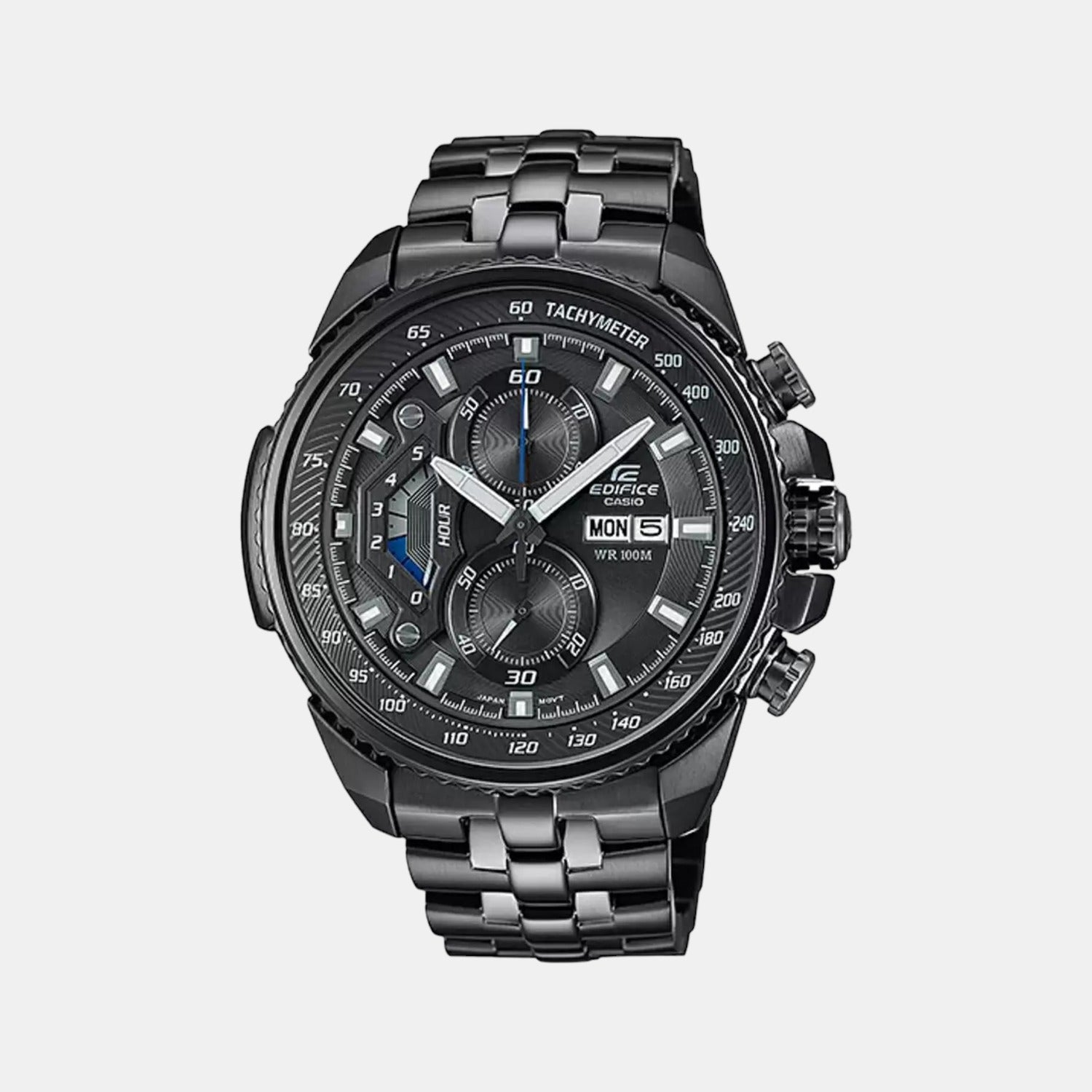 Edifice Men Quartz Black Dial Chronograph Stainless Steel Watch EX387