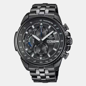 Edifice Men Quartz Black Dial Chronograph Stainless Steel Watch EX387