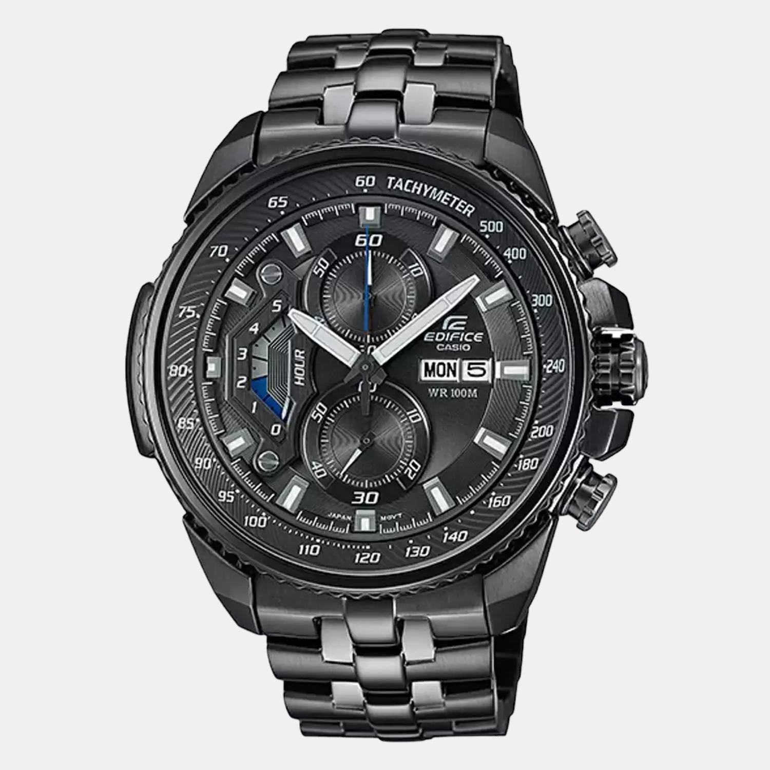 Edifice Men Quartz Black Dial Chronograph Stainless Steel Watch EX387