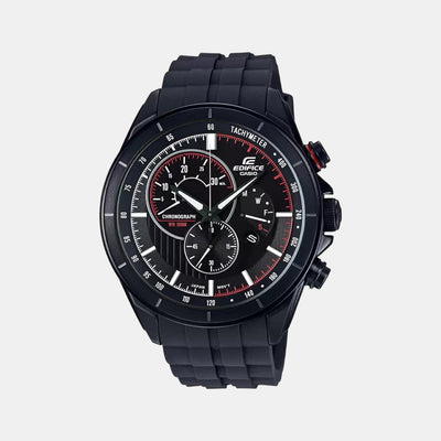 Edifice Men Quartz Black Dial Chronograph Resin Watch EX418