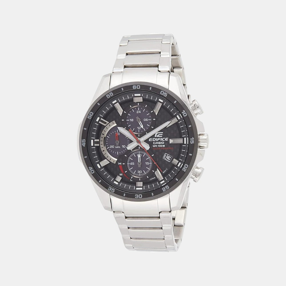 Edifice Men Quartz Black Dial Chronograph Stainless Steel Watch EX434