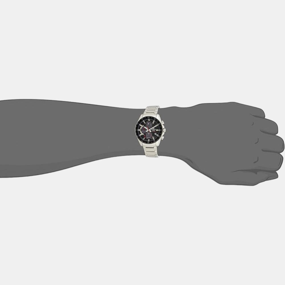 Edifice Men Quartz Black Dial Chronograph Stainless Steel Watch EX434