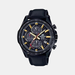 Edifice Men Quartz Two Tone Dial Chronograph Leather Watch EX436