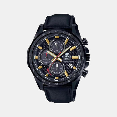 Edifice Men Quartz Two Tone Dial Chronograph Leather Watch EX436