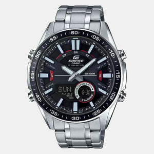 Edifice Men Quartz Black Dial Analog Stainless Steel Watch EX438