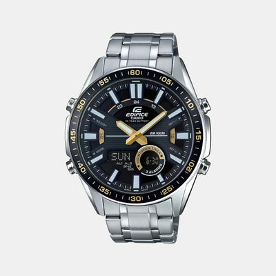 Edifice Men Quartz Black Dial Analog-Digital Stainless Steel Watch EX439