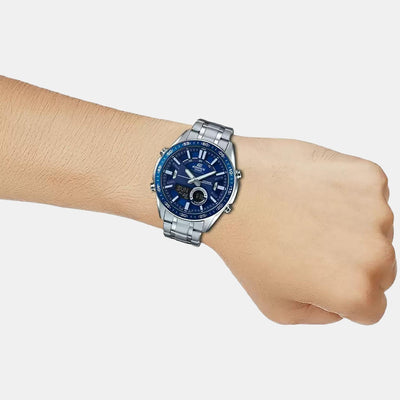 Edifice Men Quartz Blue Dial Analog-Digital Stainless Steel Watch EX440