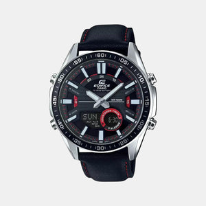 Edifice Men Quartz Black Dial Analog-Digital Leather Watch EX441