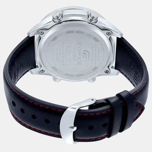 Edifice Men Quartz Black Dial Analog-Digital Leather Watch EX441