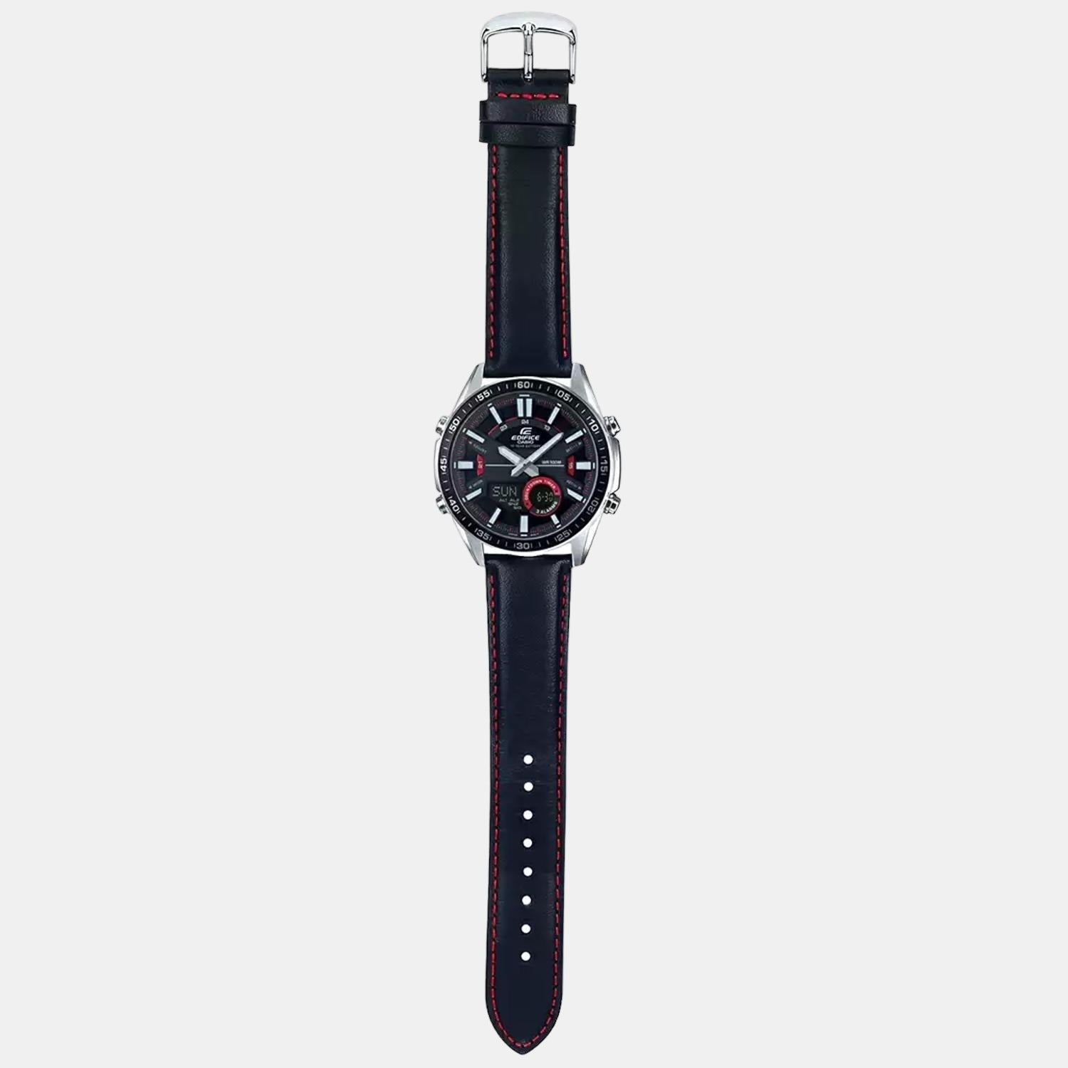 Edifice Men Quartz Black Dial Analog-Digital Leather Watch EX441