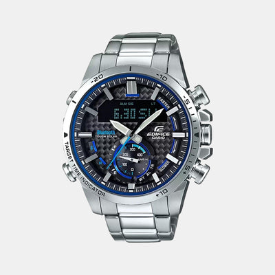 Edifice Men Quartz Two Tone Dial Analog-Digital Stainless Steel Watch EX450