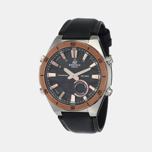 Edifice Men Quartz Black Dial Analog-Digital Leather Watch EX459