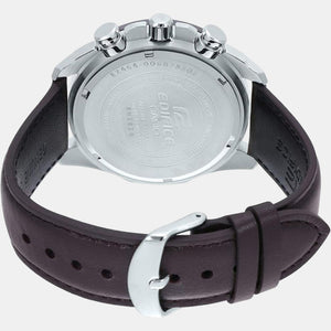 Edifice Men Quartz Black Dial Chronograph Leather Watch EX464