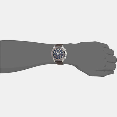 Edifice Men Quartz Black Dial Chronograph Leather Watch EX464