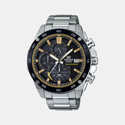 Edifice Men Quartz Black Dial Chronograph Stainless Steel Watch EX465