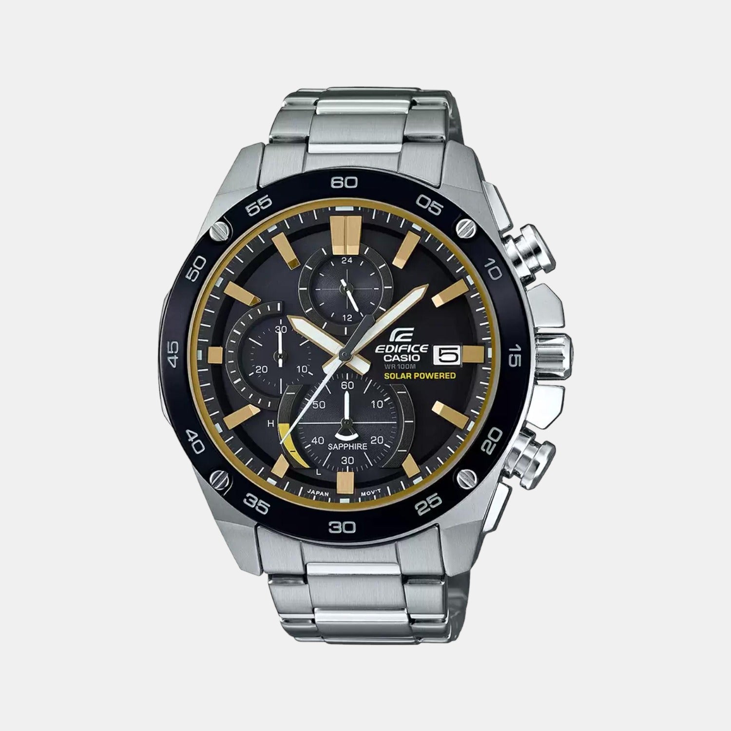 Edifice Men Quartz Black Dial Chronograph Stainless Steel Watch EX465