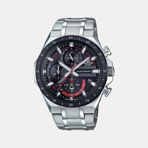 Edifice Men Quartz Black Dial Chronograph Stainless Steel Watch EX487