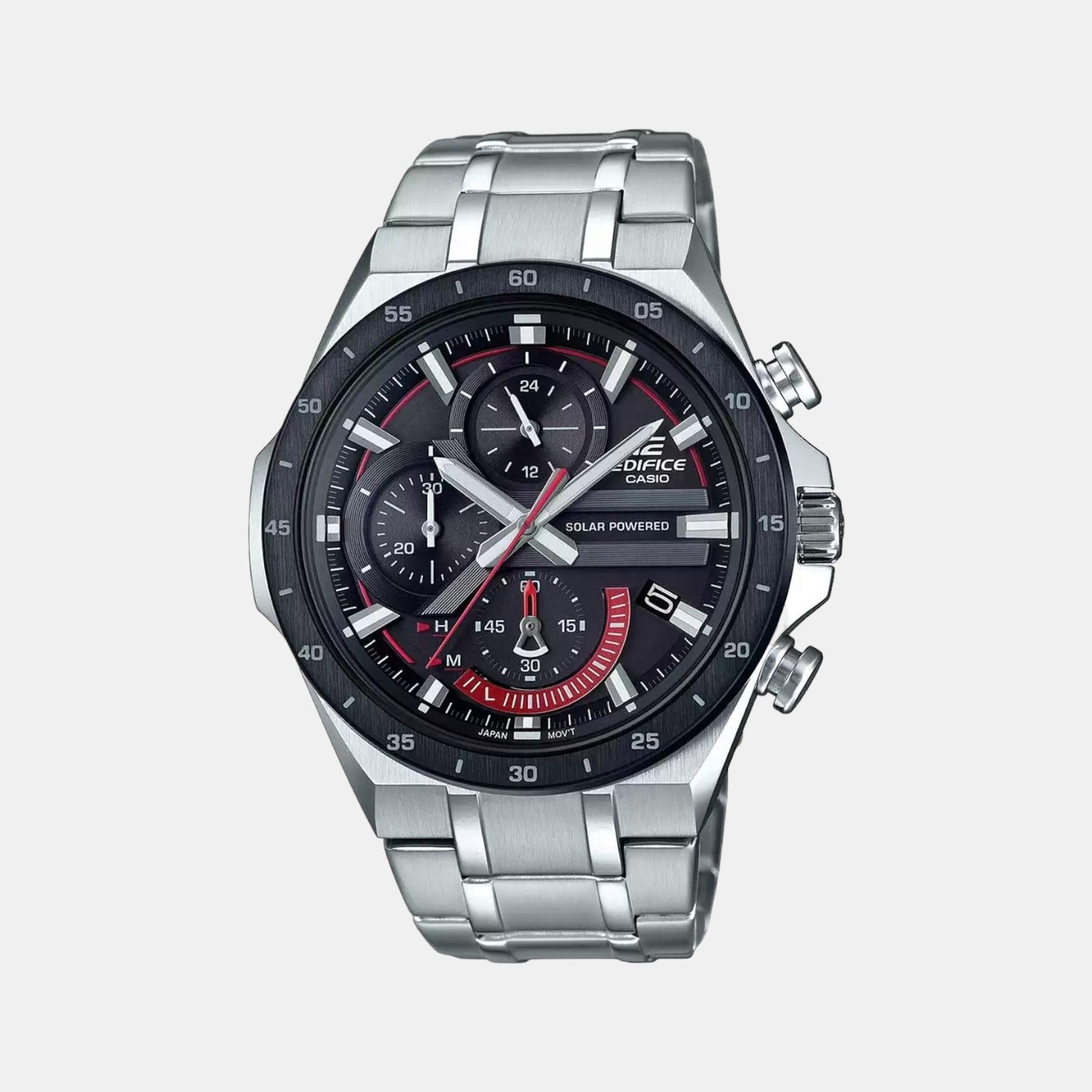 Edifice Men Quartz Black Dial Chronograph Stainless Steel Watch EX487