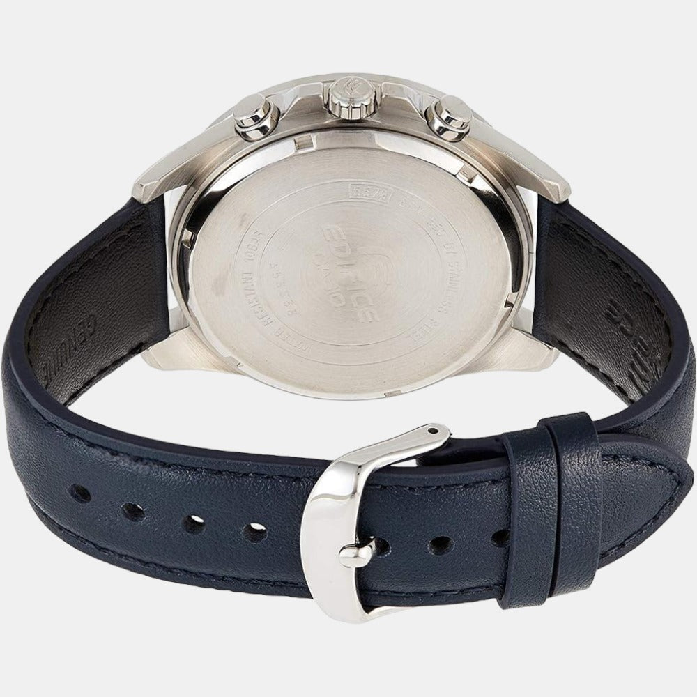 Edifice Men Quartz Two Tone Dial Chronograph Leather Watch EX496
