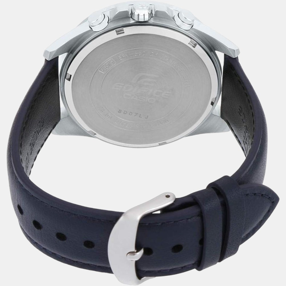 Edifice Men Quartz Two Tone Dial Chronograph Leather Watch EX496