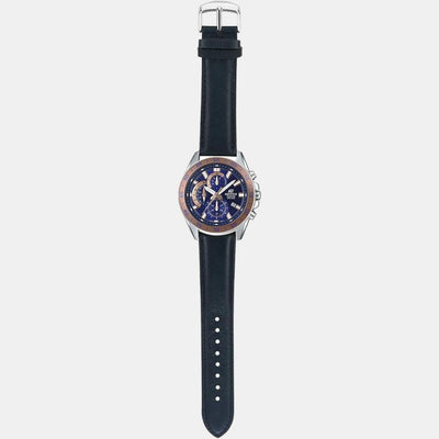 Edifice Men Quartz Two Tone Dial Chronograph Leather Watch EX496